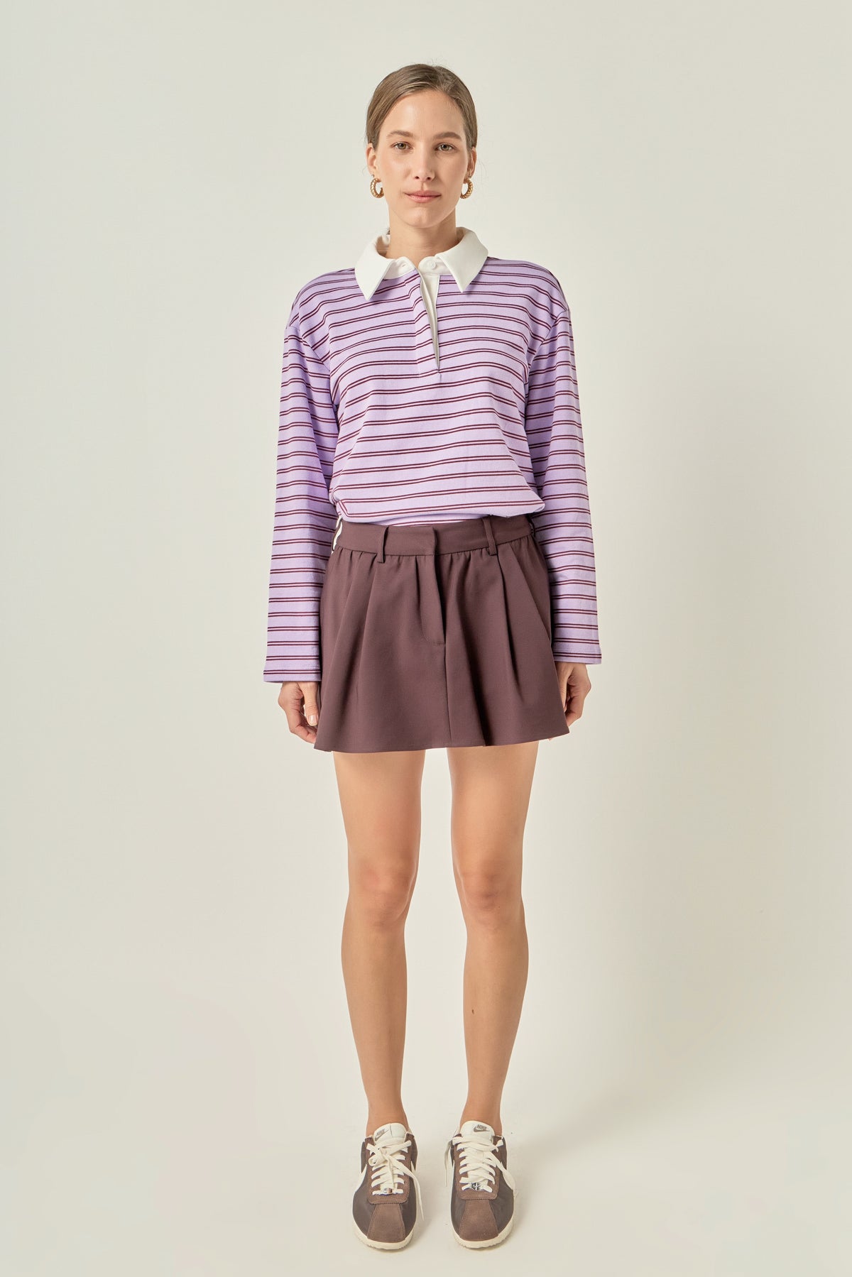 Striped Polo Knit Top