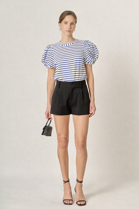 Puff Sleeve Knit Cotton Top