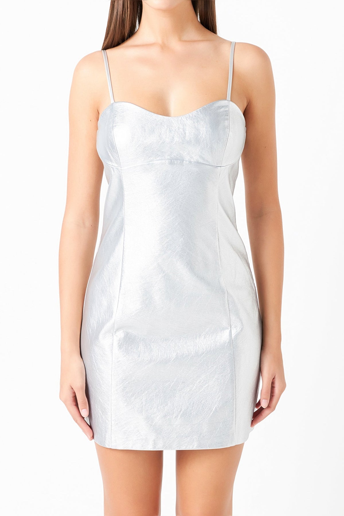 ENDLESS ROSE - Metallic Pu Mini Dress - DRESSES available at Objectrare