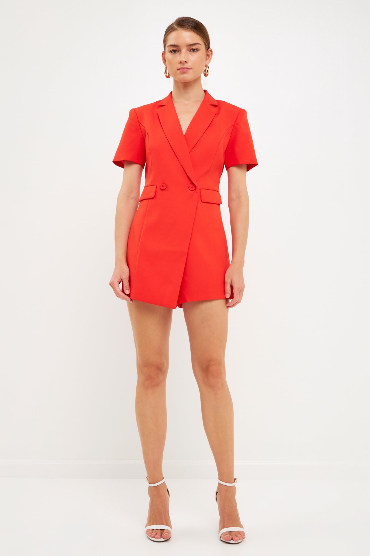 ENDLESS ROSE - Short Sleeve Blazer Romper - ROMPERS available at Objectrare