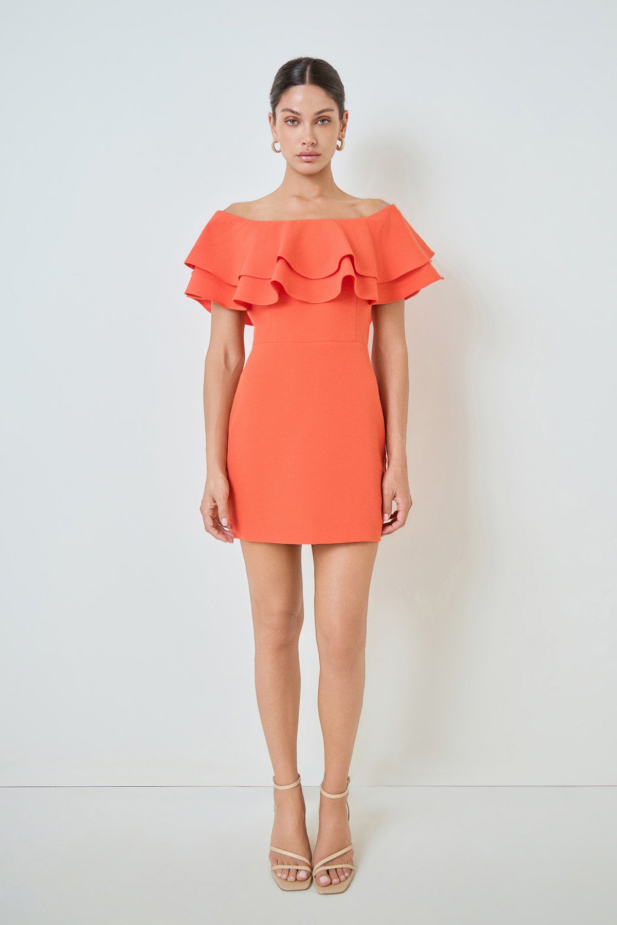 Ruffled Off Shoulder Mini Dress
