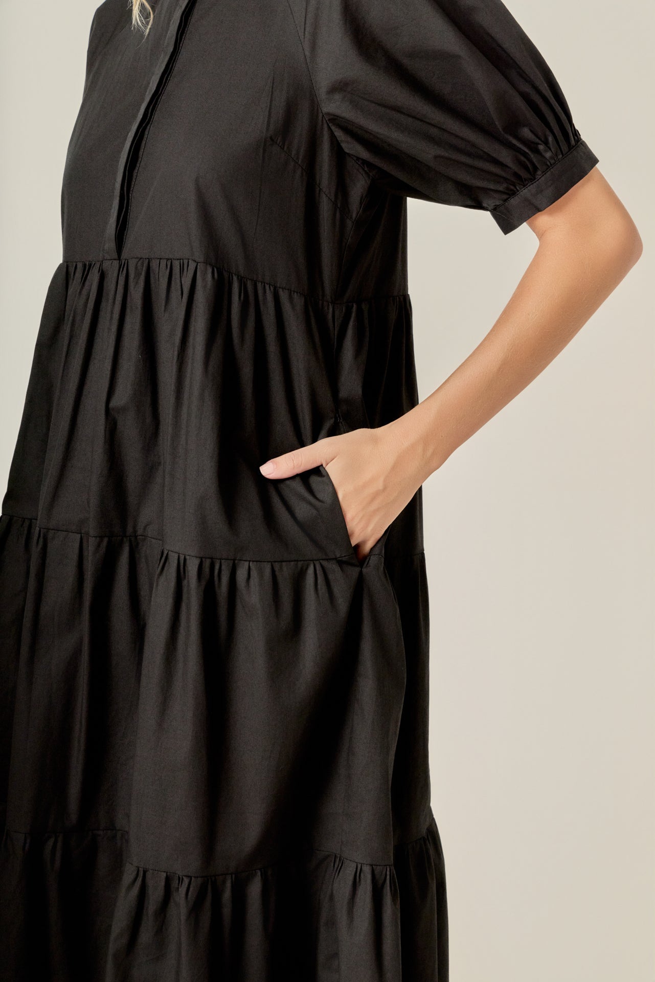 Short Puff Sleeve Midi Dress