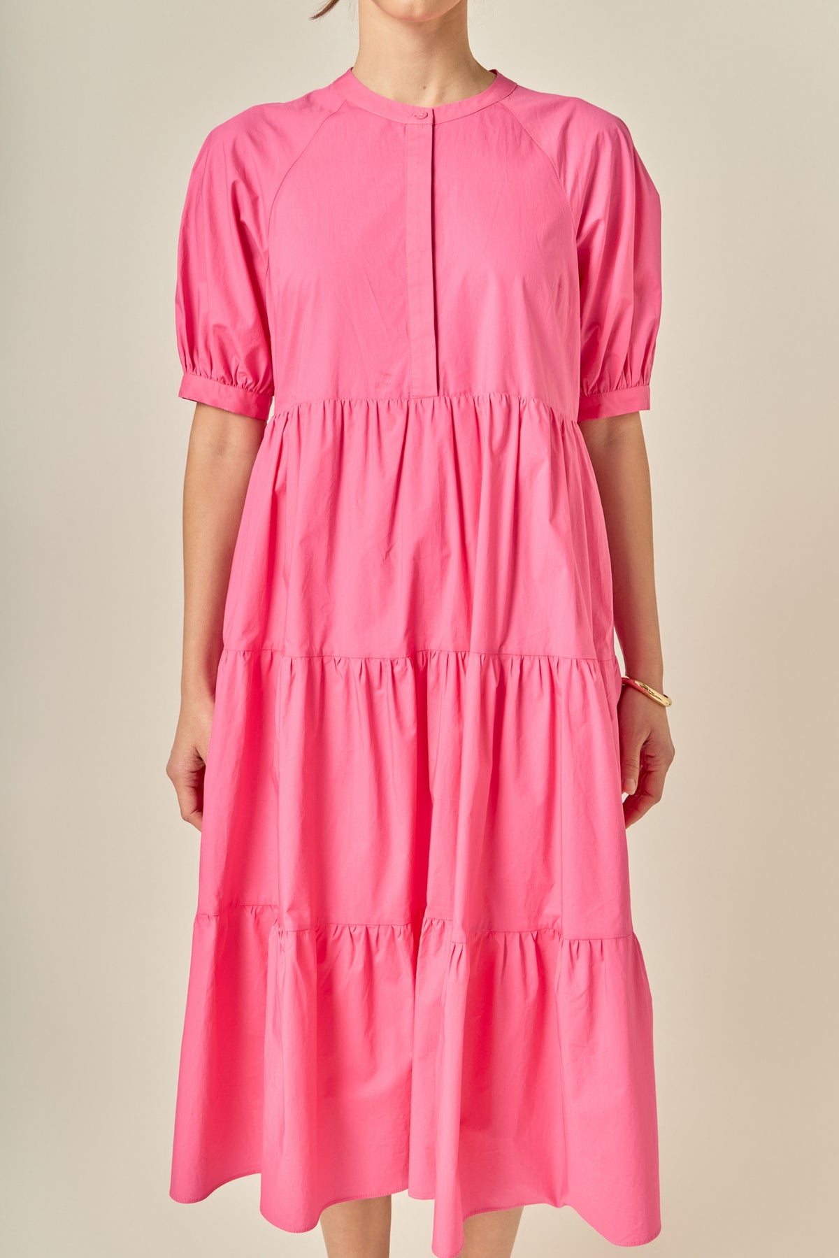 Short Puff Sleeve Midi Dress