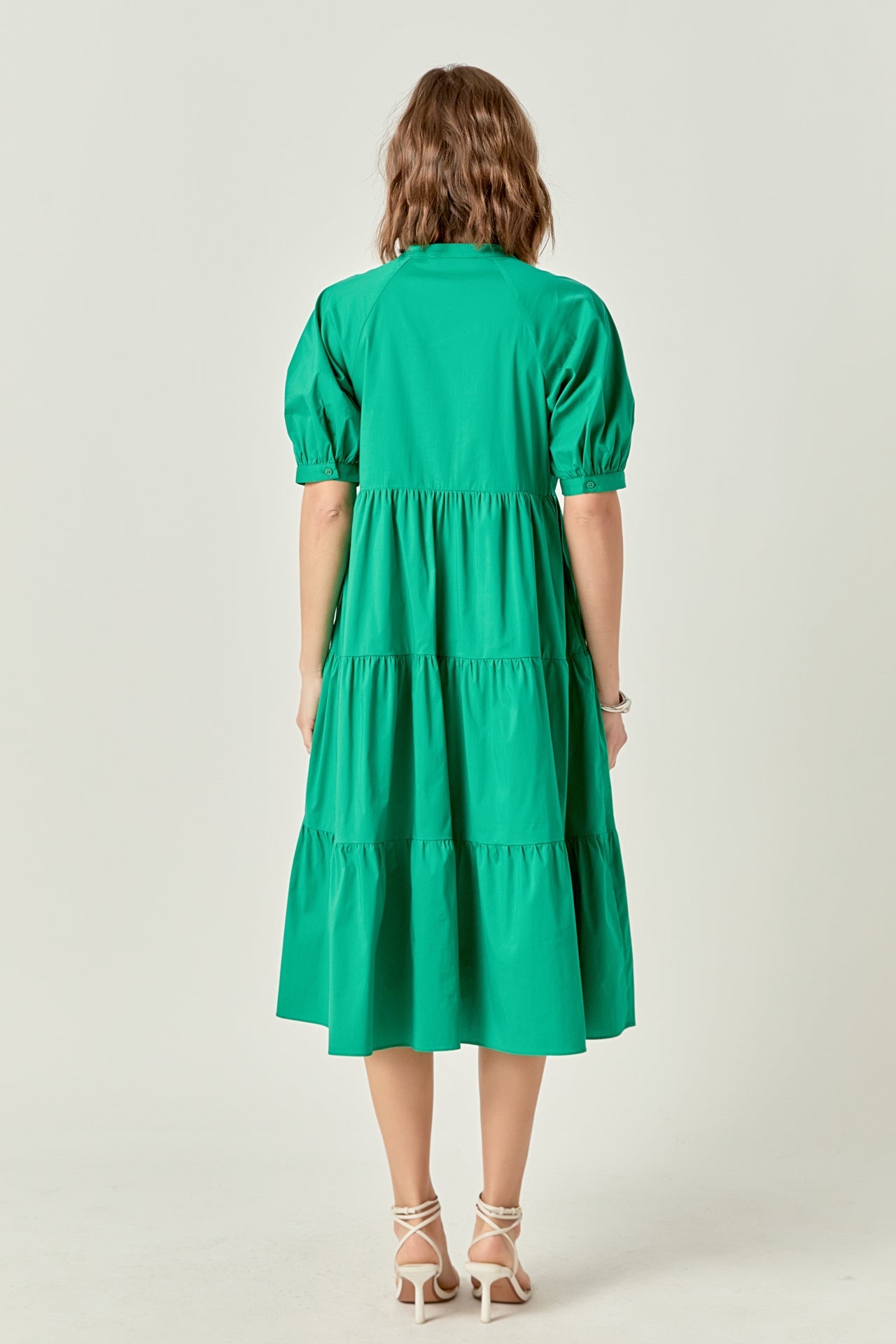 Short Puff Sleeve Midi Dress