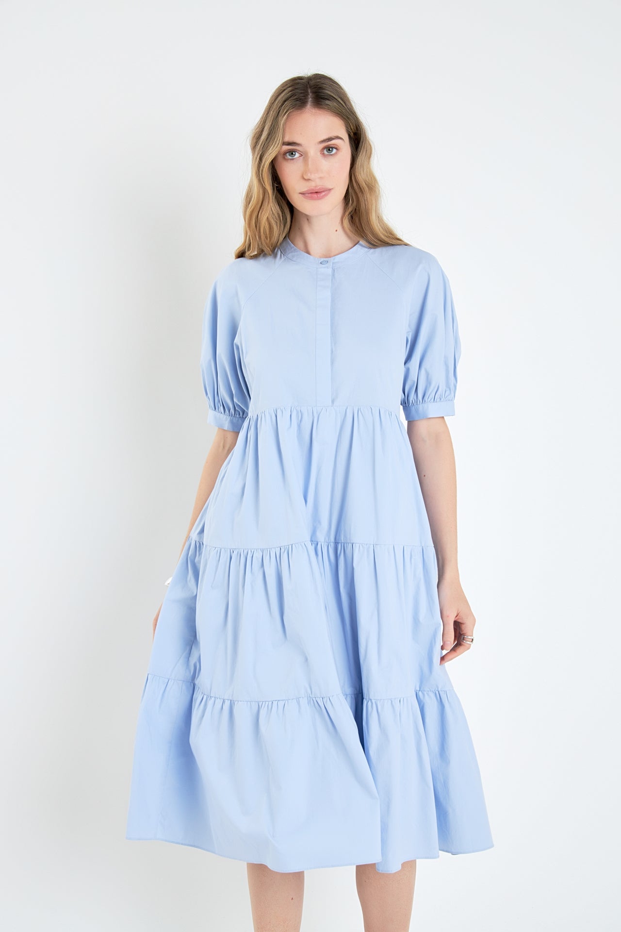 Short Puff Sleeve Midi Dress