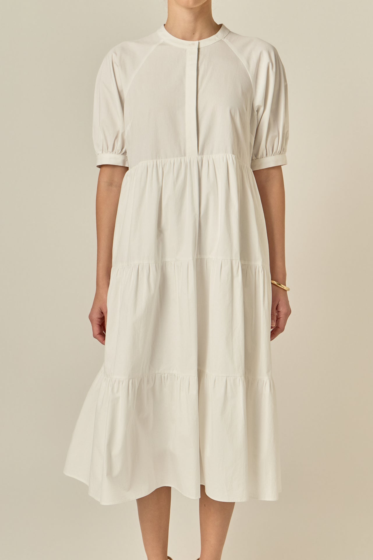 Short Puff Sleeve Midi Dress