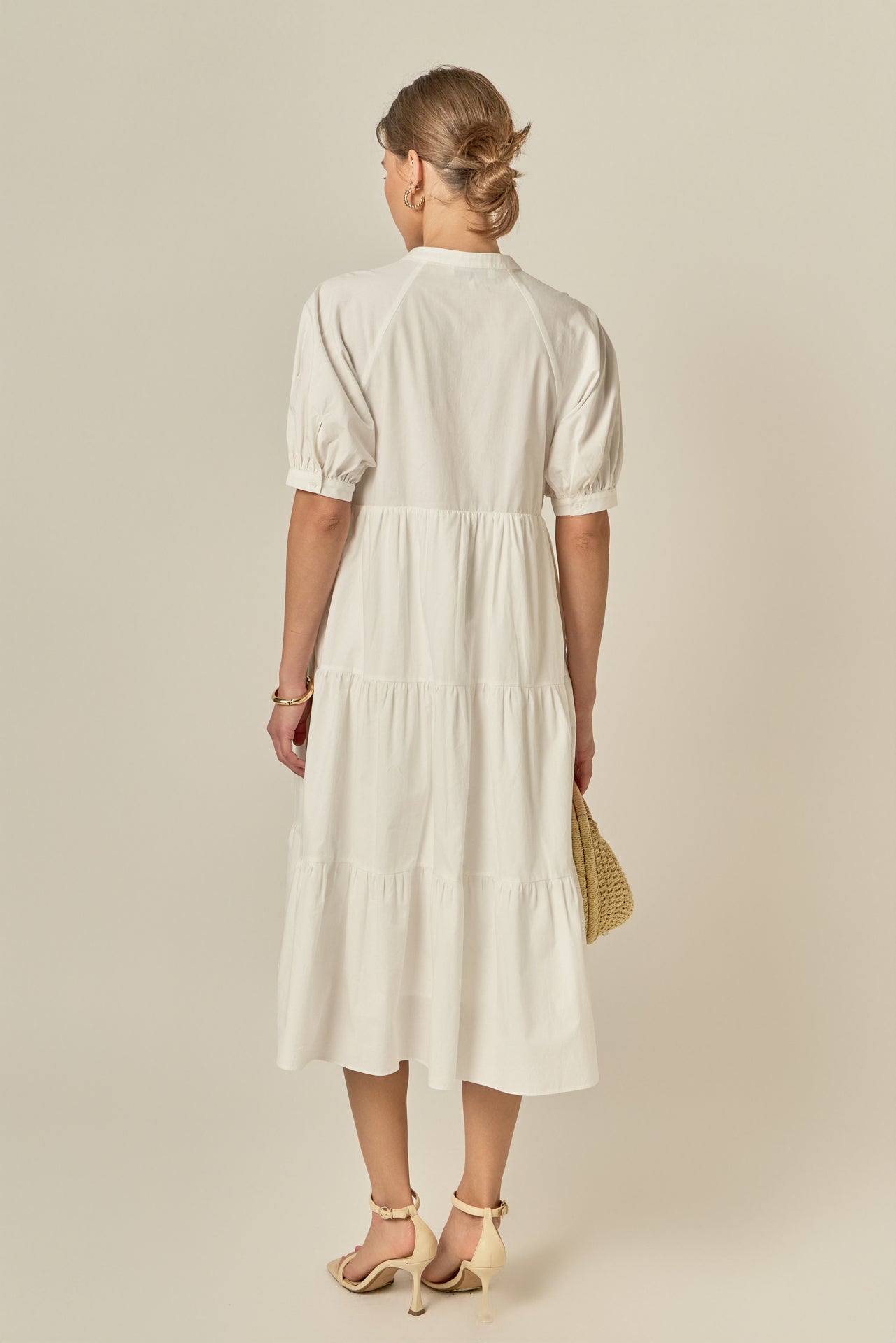 Short Puff Sleeve Midi Dress