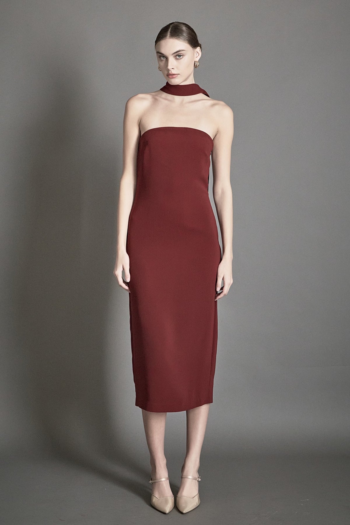 Choker Tie Midi Dress