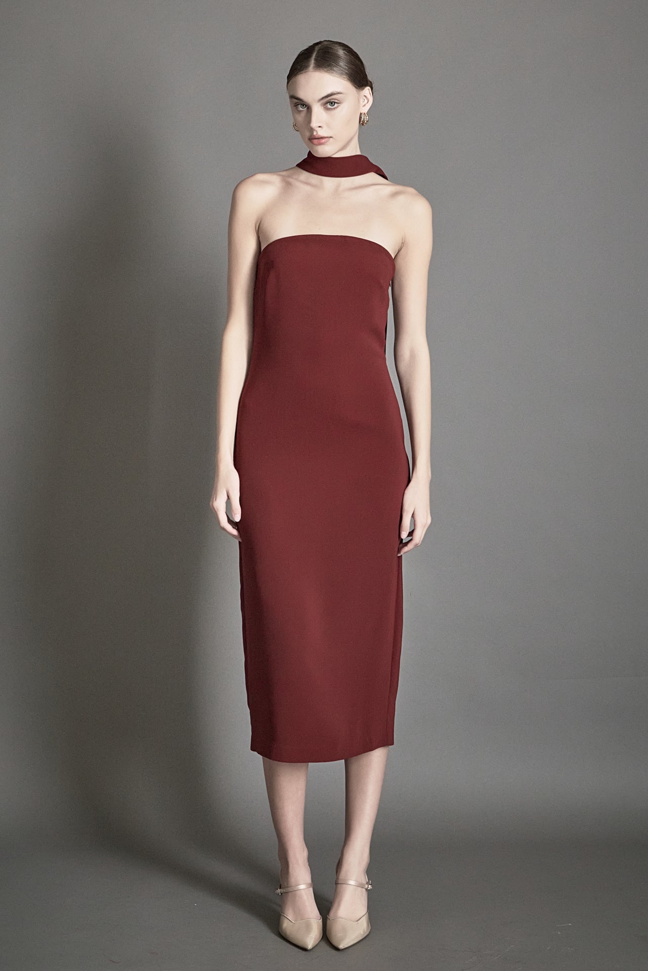 Choker Tie Midi Dress