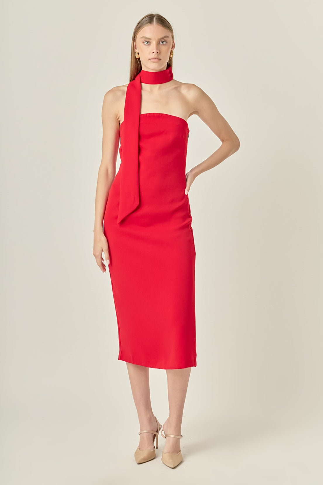 Choker Tie Midi Dress