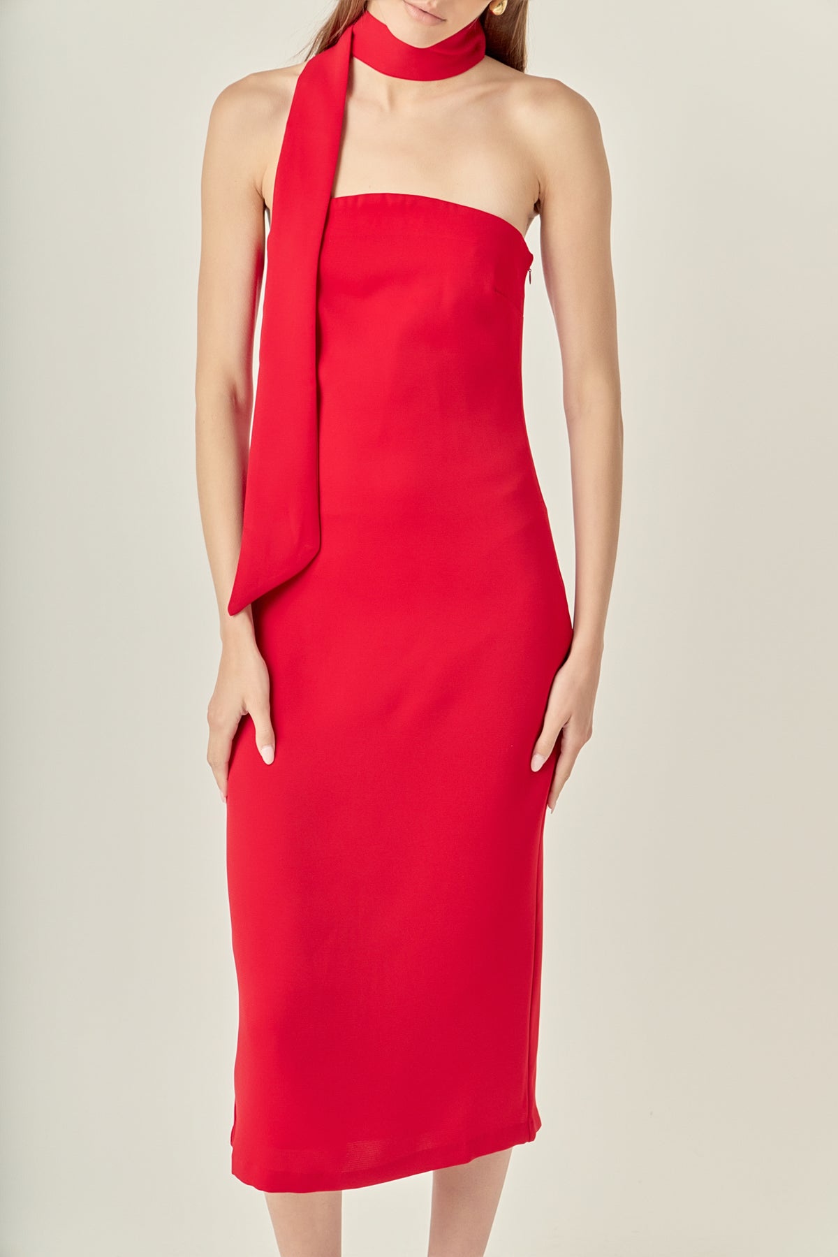 Choker Tie Midi Dress