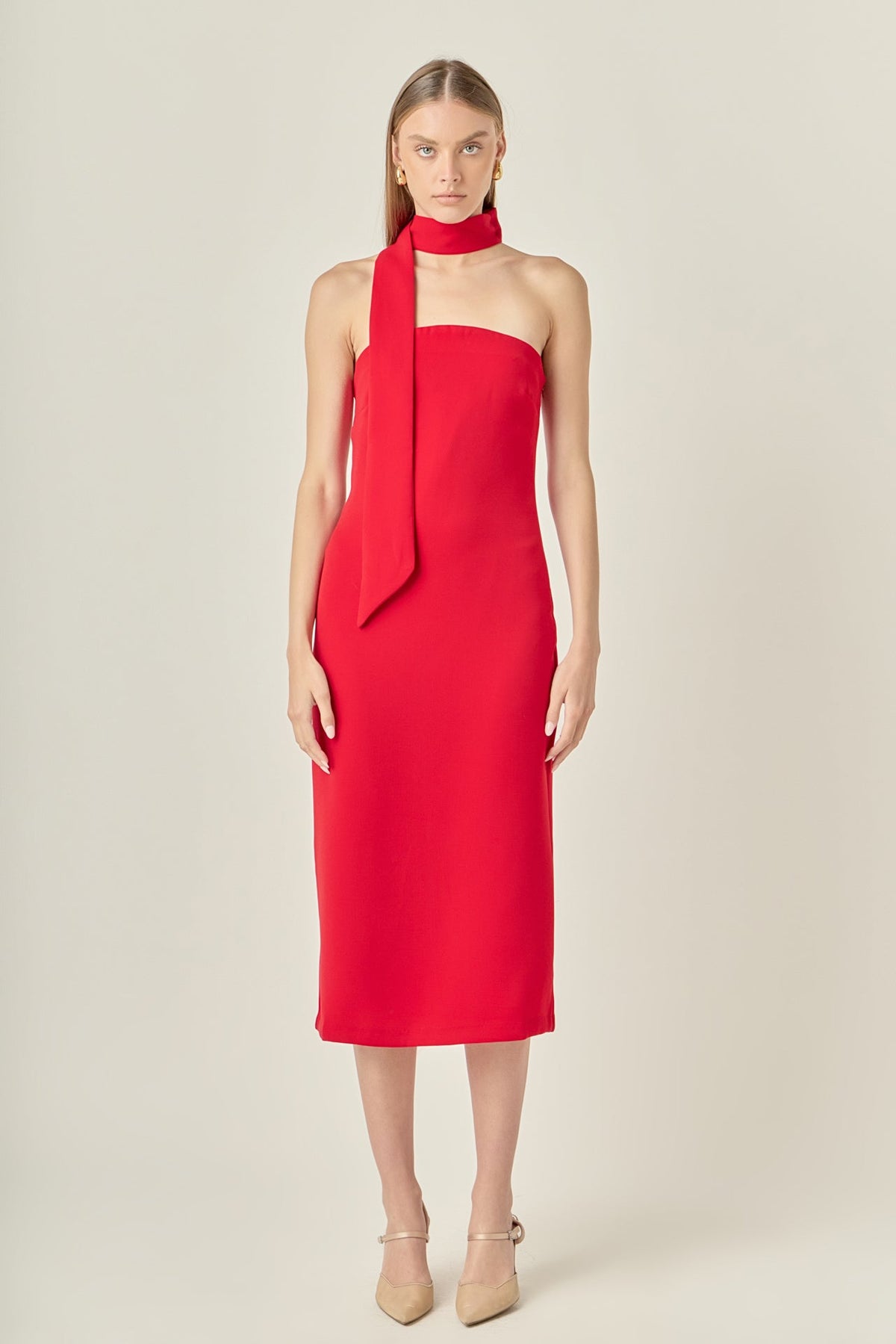 Choker Tie Midi Dress