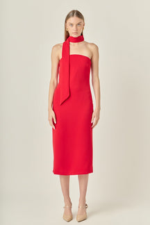 Choker Tie Midi Dress