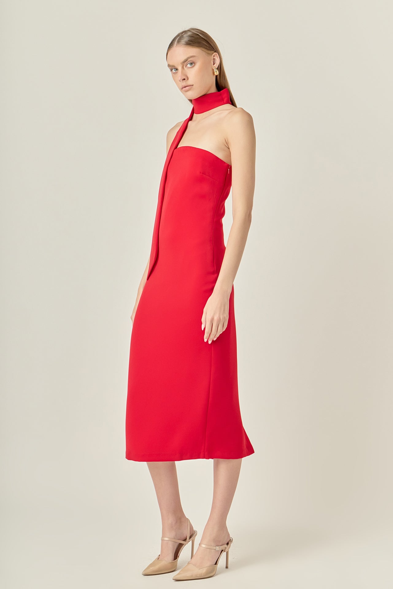 Choker Tie Midi Dress