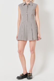 Button Up Pleated Mini Dress