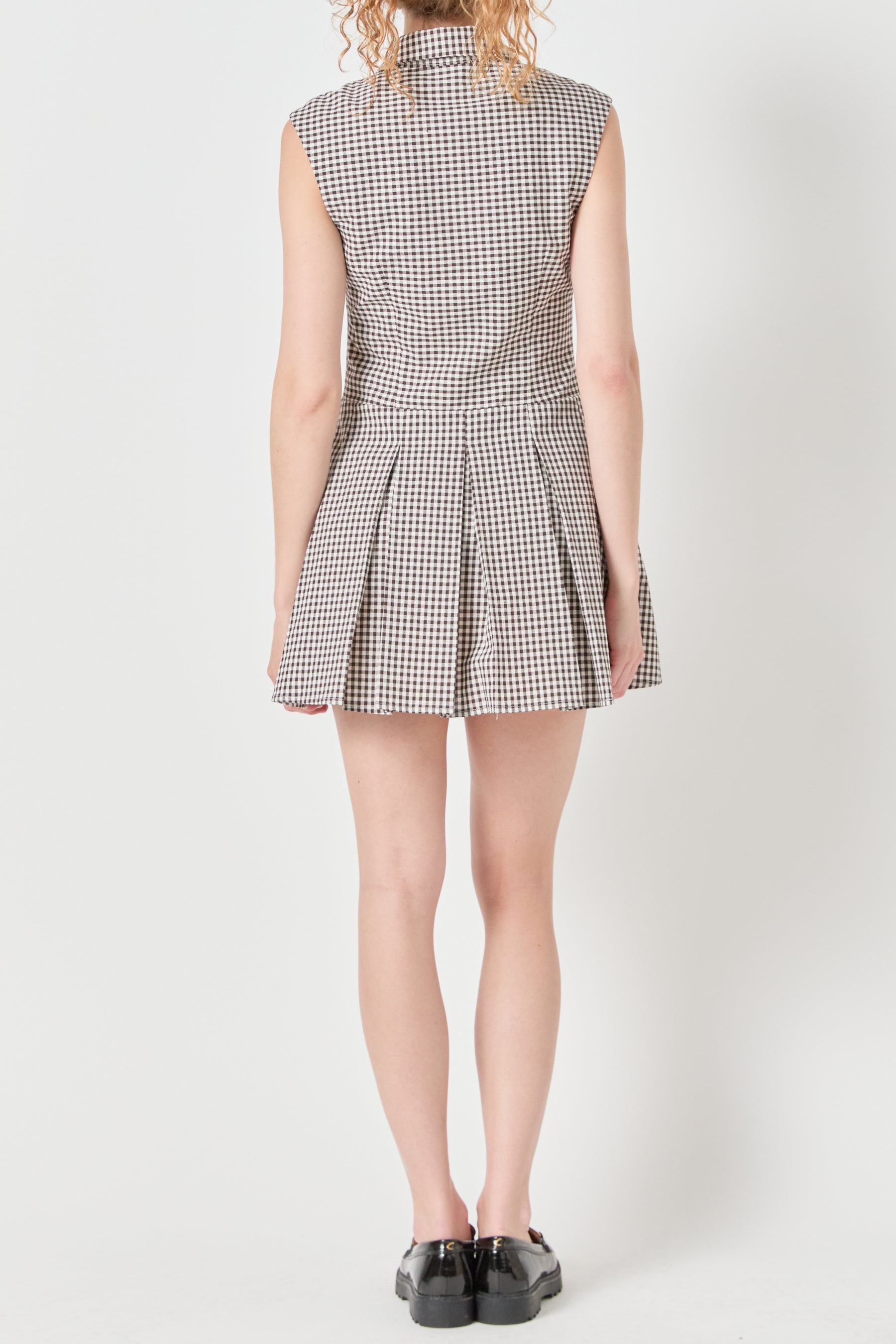 Button Up Pleated Mini Dress