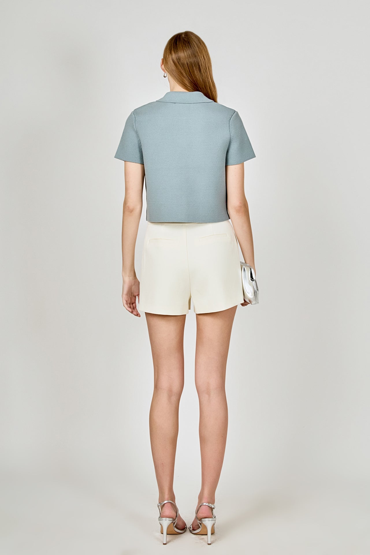 Jewel Buttoned Cropped Knit Top