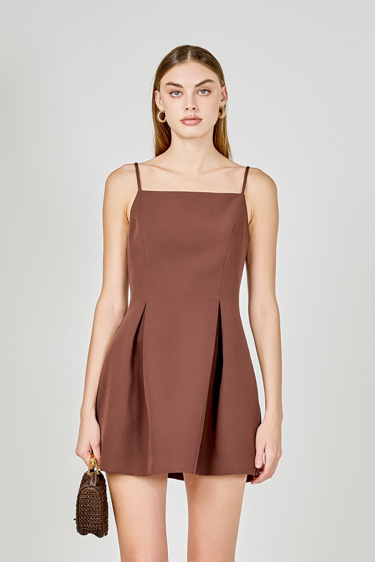 Pleated Structured Mini Dress