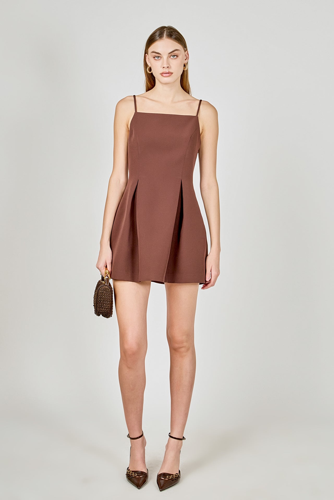 Pleated Structured Mini Dress