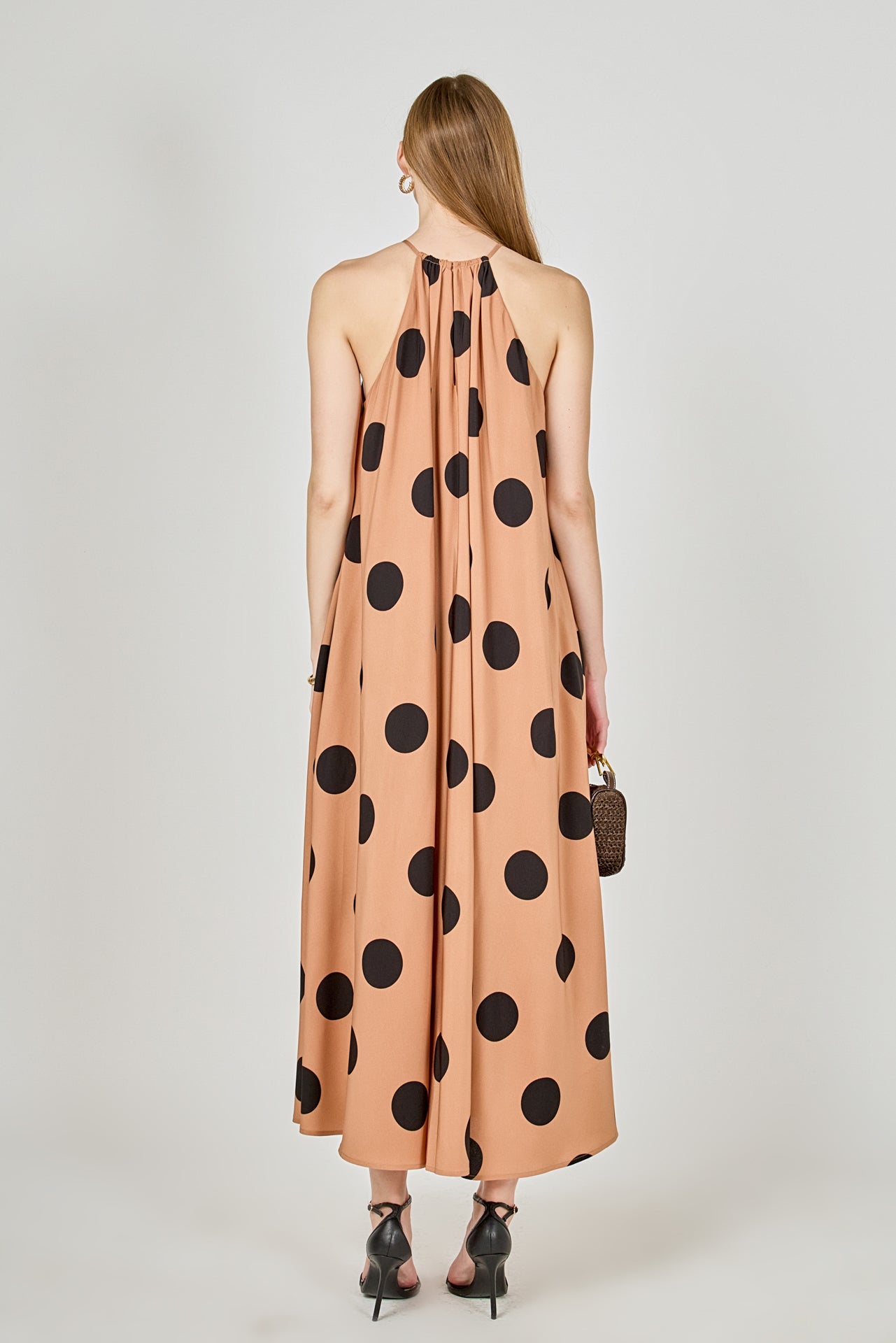 Polka Dot Halter Neck Maxi Dress