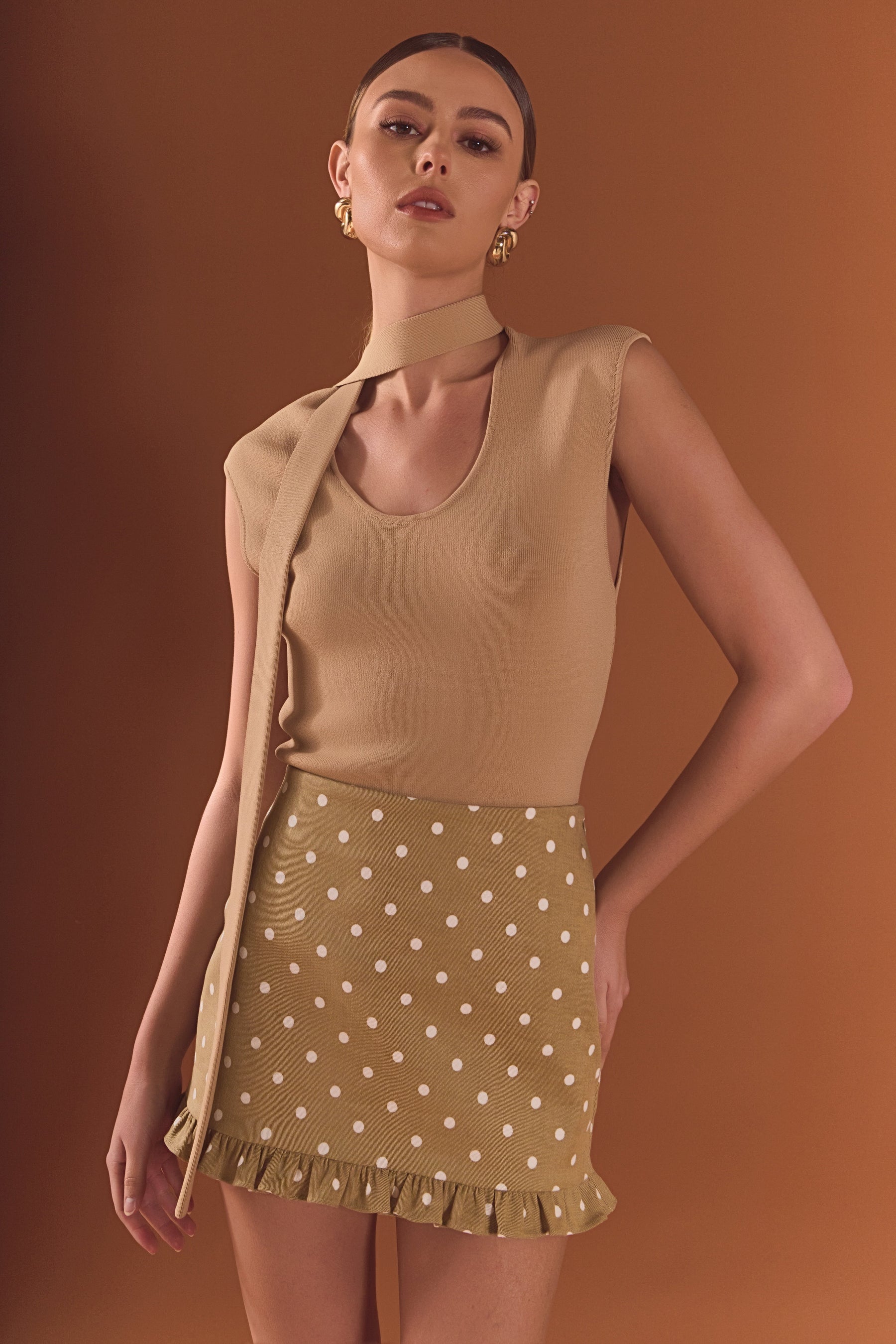 Polka Dot Mini Ruffle Skirt