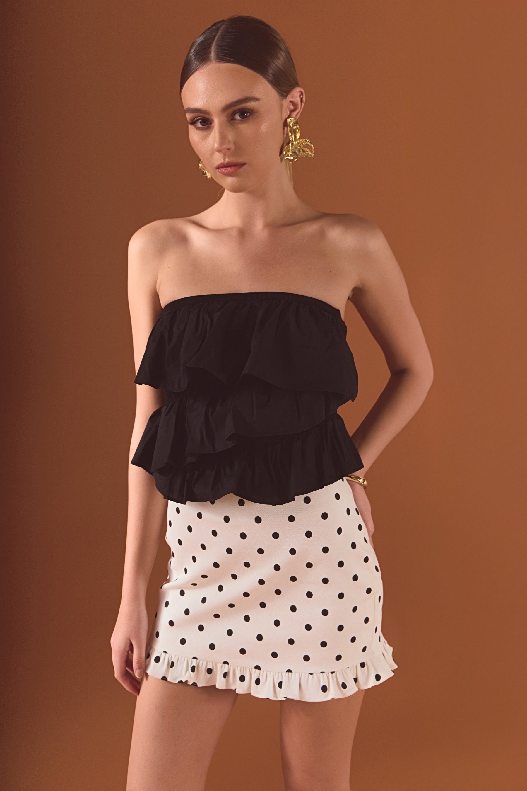 Polka Dot Mini Ruffle Skirt