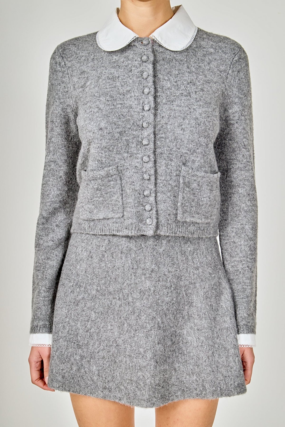 Knit Cardigan with Peter Pan Collar