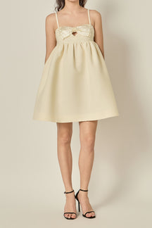 Bead Embellished Bow Mini Dress