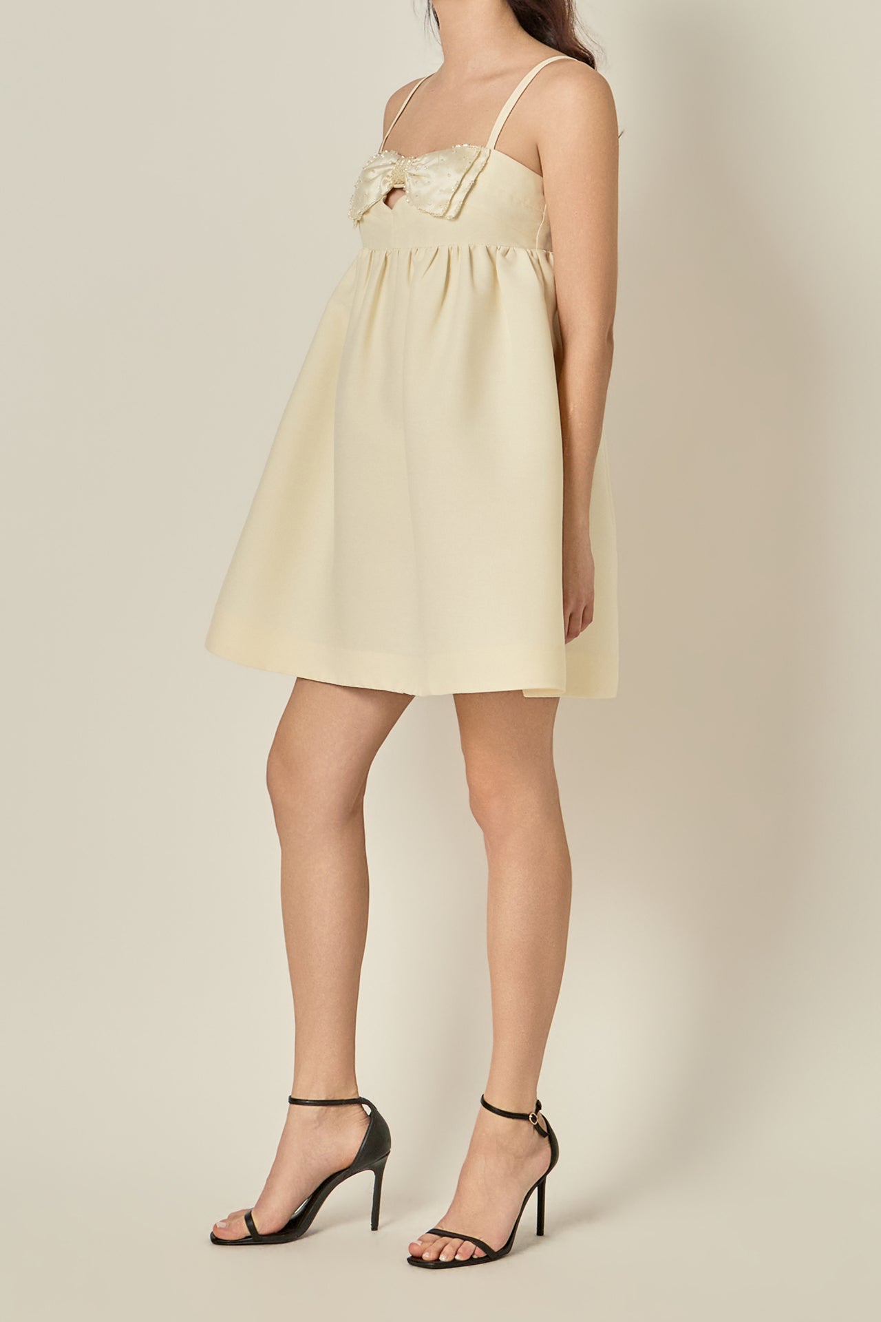 Bead Embellished Bow Mini Dress