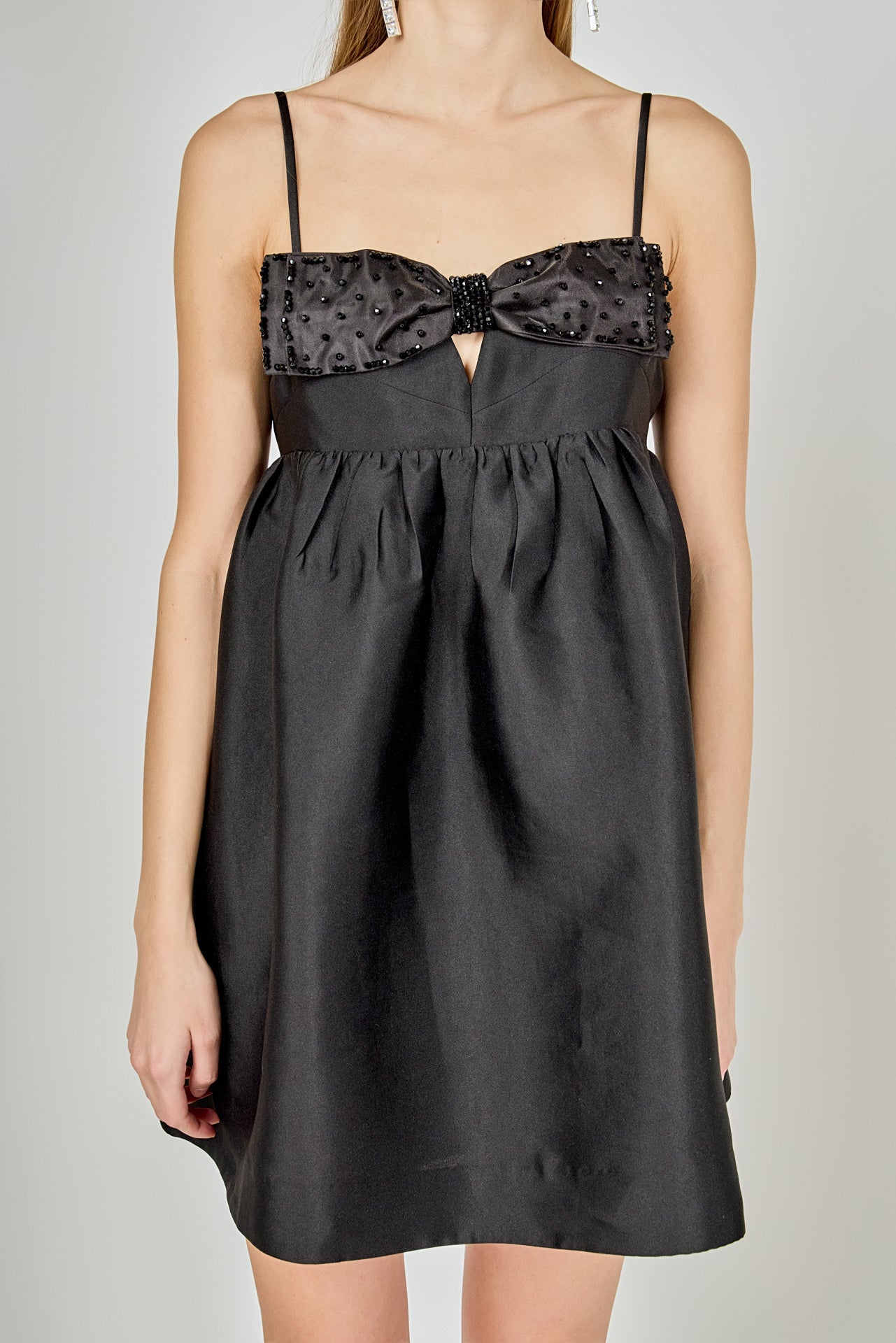 Bead Embellished Bow Mini Dress
