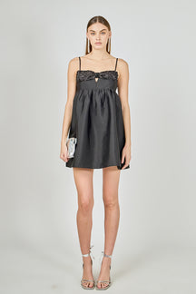 Bead Embellished Bow Mini Dress