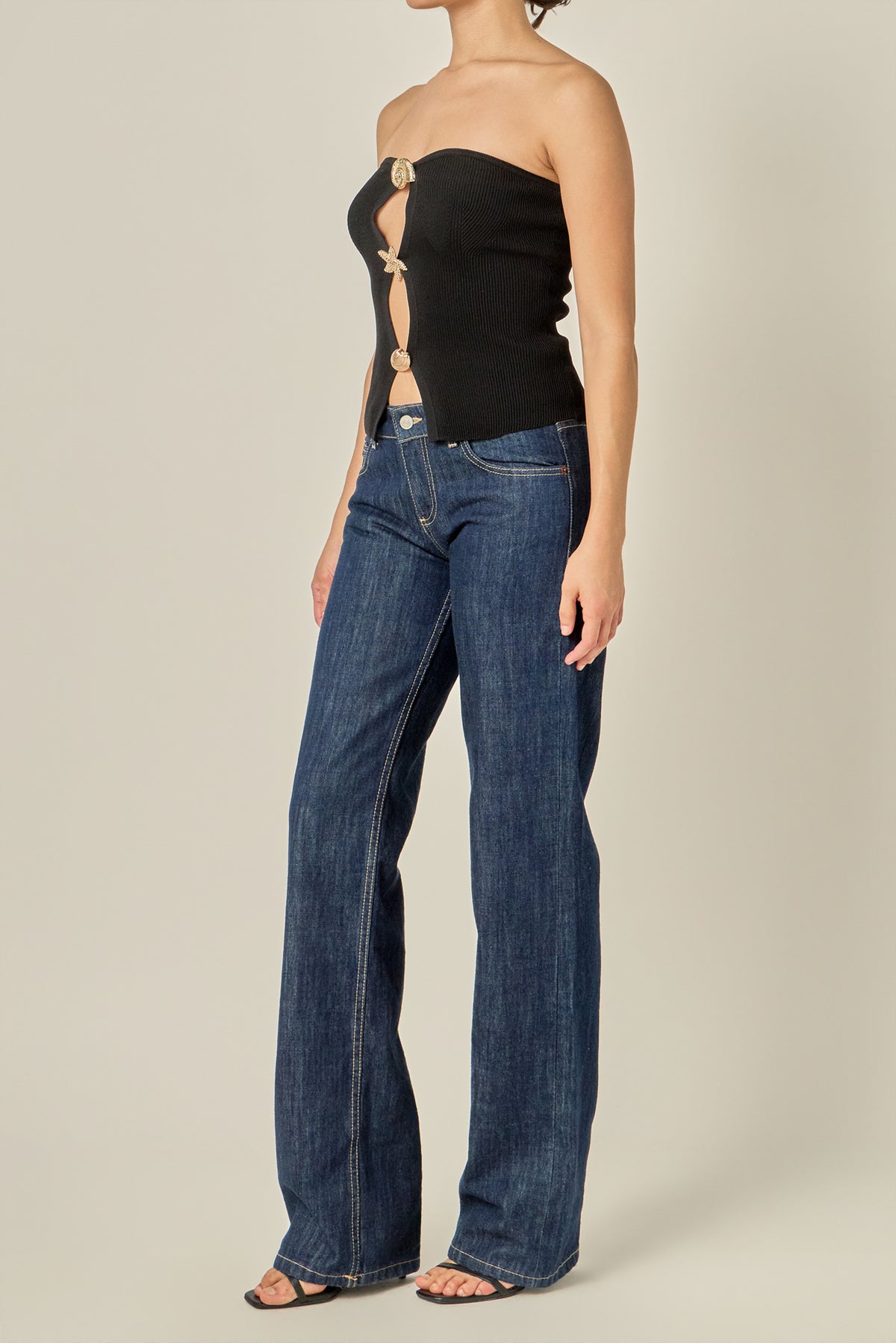 Seashell Trim Tube Knit Top