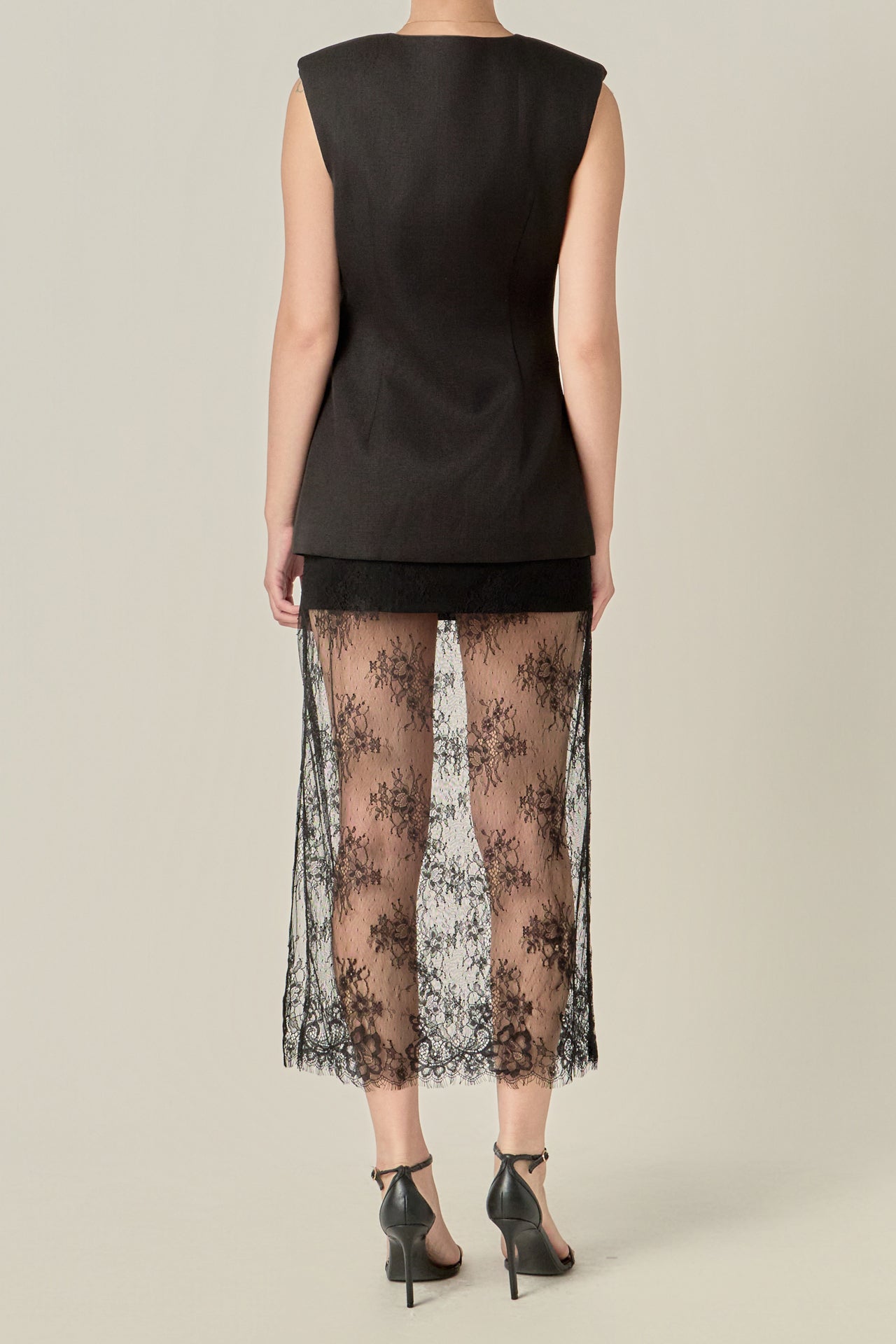 Lace Mix Media Sleeveless Maxi Dress