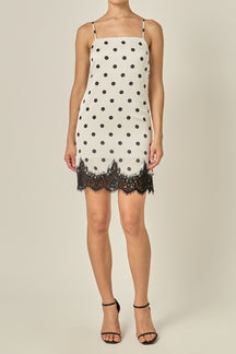 Lace Polka Dot Slip Mini Dress