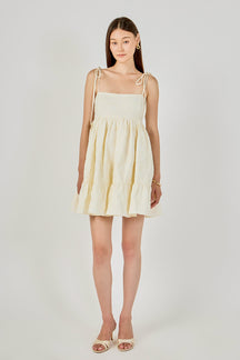Floral Jacquard Babydoll Mini Dress