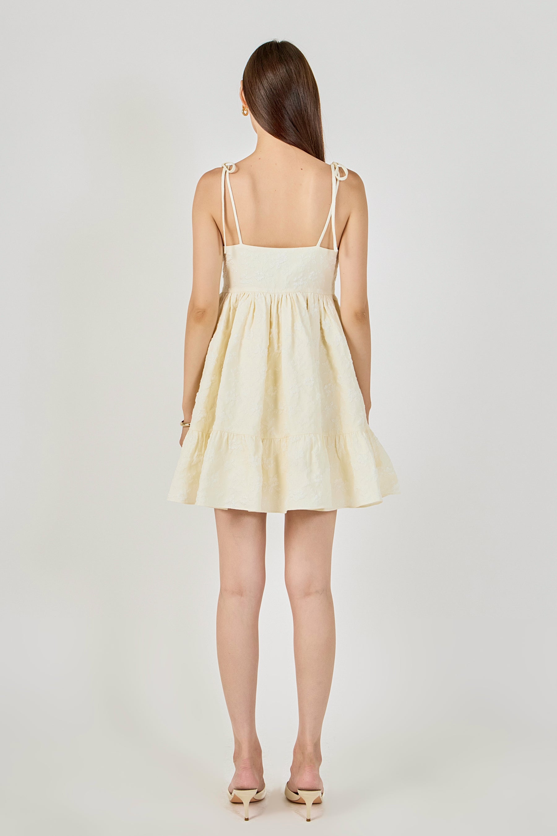 Floral Jacquard Babydoll Mini Dress