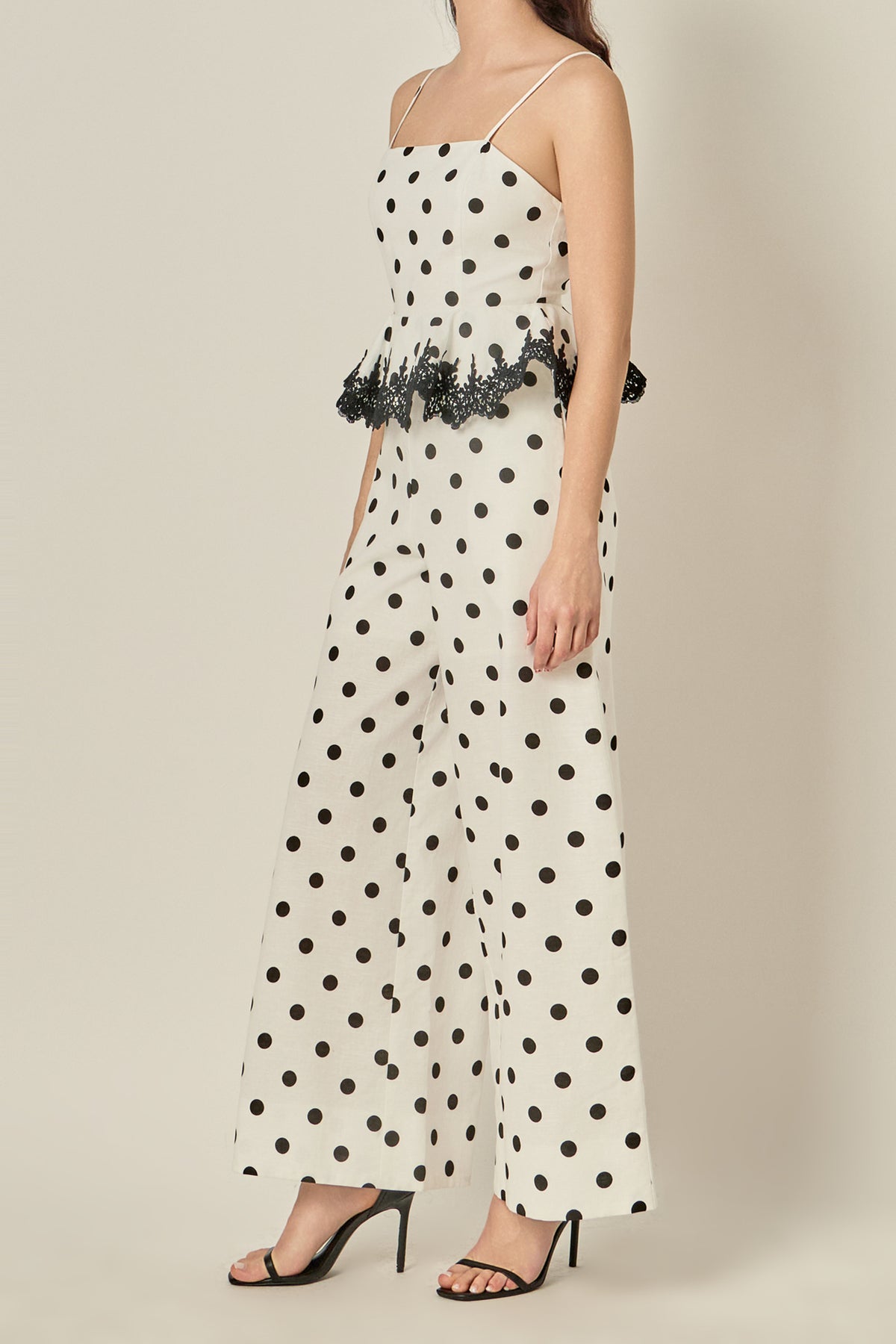 Polka Dot Peplum Jumpsuit