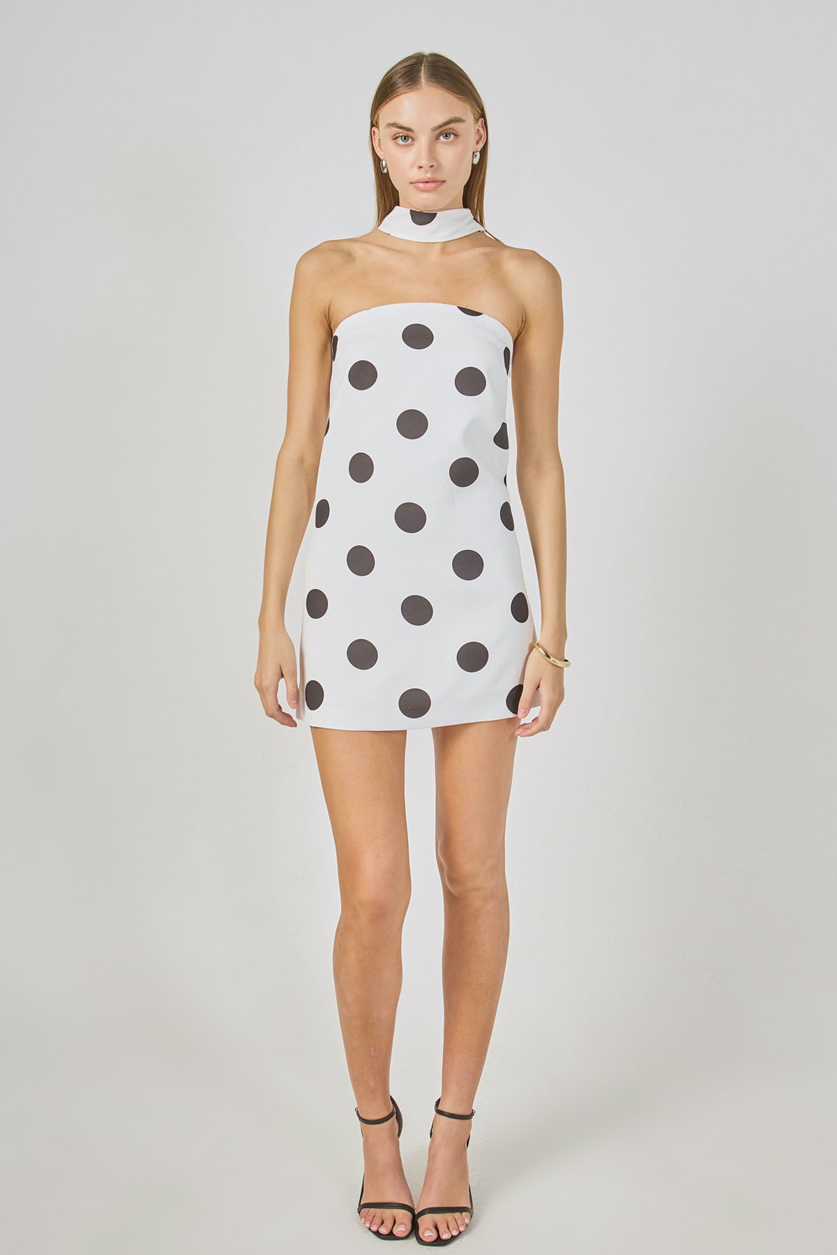 Polka Dot Choker Tie Mini Dress
