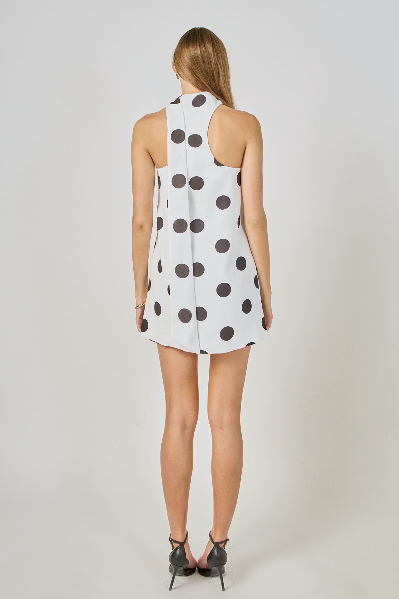 Polka Dot Choker Tie Mini Dress