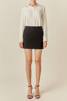 Lace Trim Button-Up Shirt