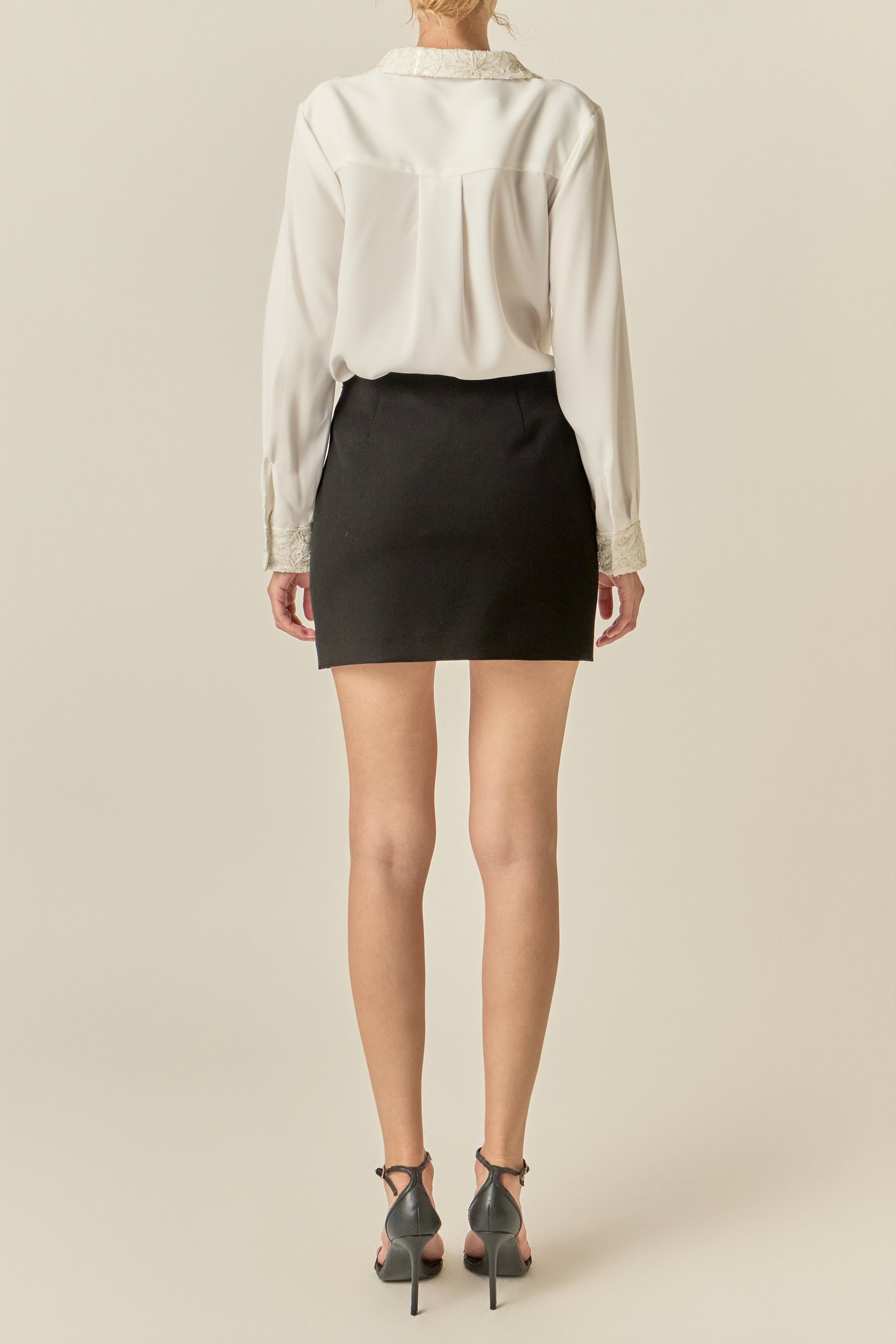 Lace Trim Button-Up Shirt