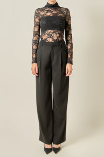 Sequin Lace Mock Neck Top