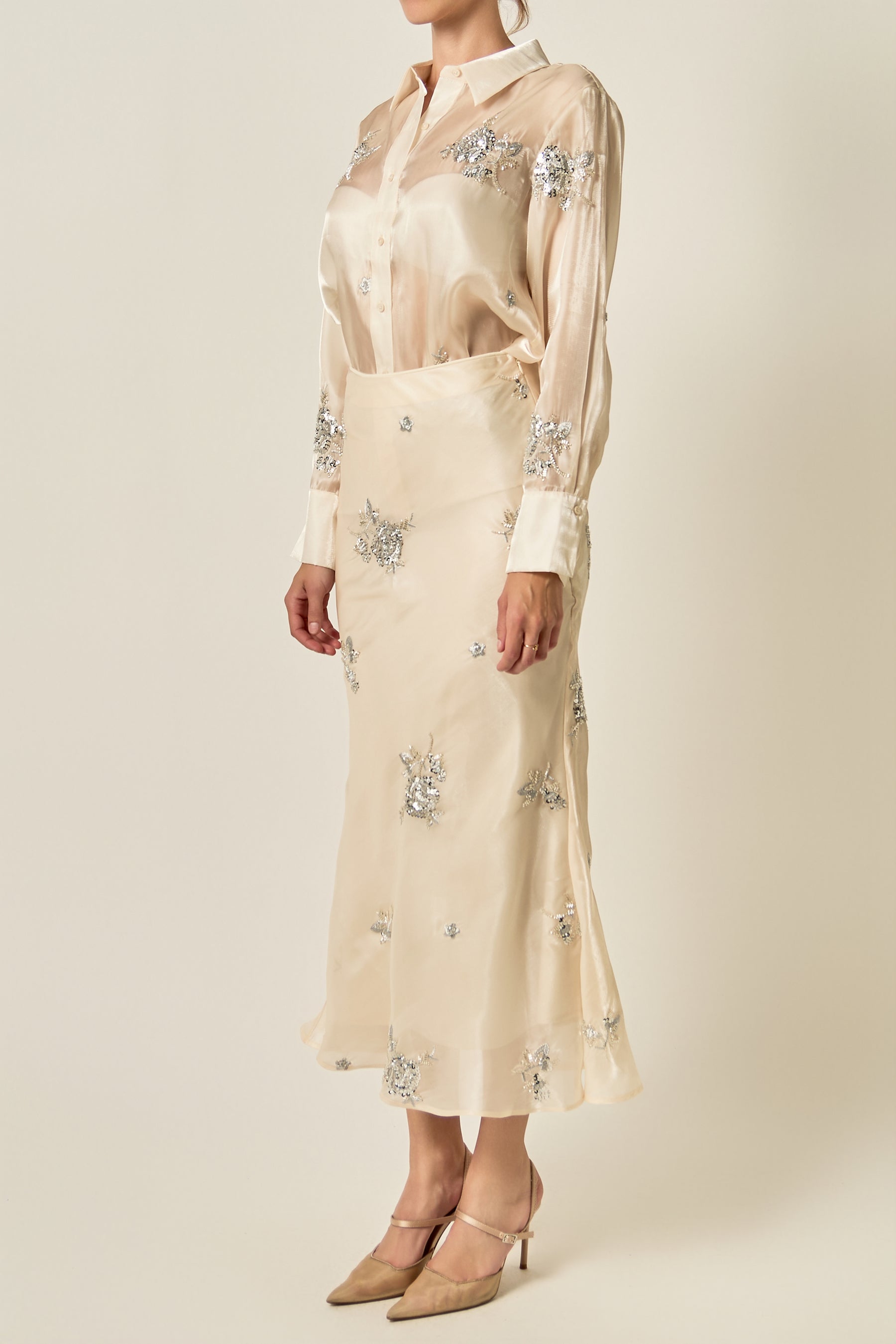 Floral Embellished Maxi Skirt