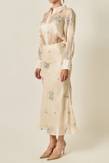 Floral Embellished Maxi Skirt