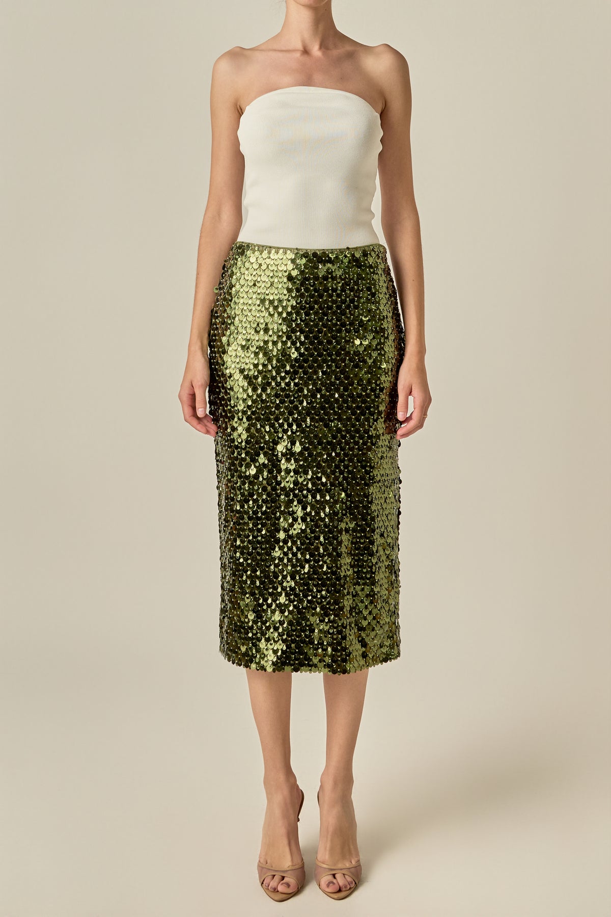 Paillette Pencil Midi Skirt