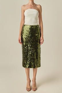 Paillette Pencil Midi Skirt