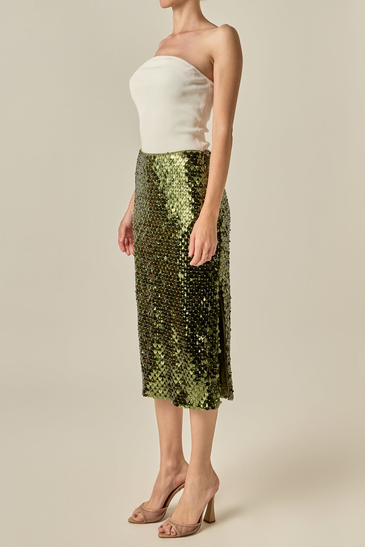Paillette Pencil Midi Skirt
