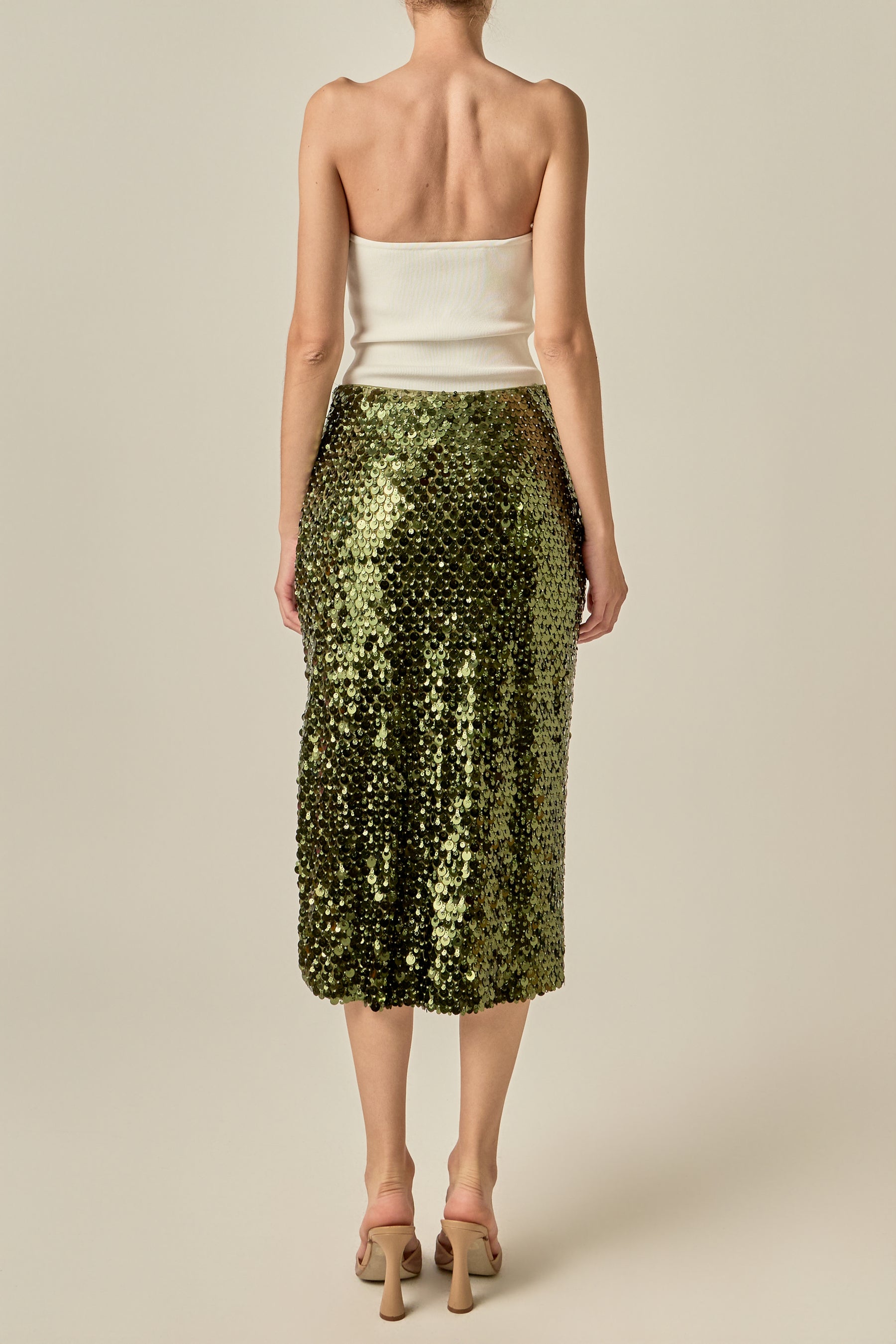 Paillette Pencil Midi Skirt