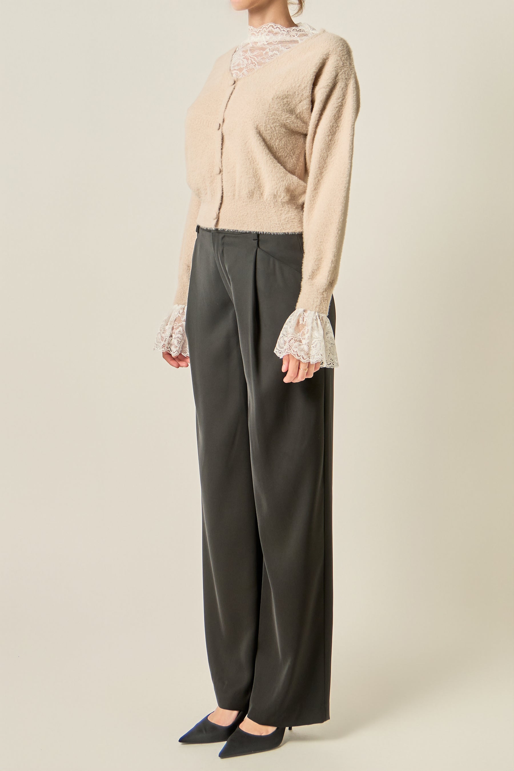 Lace Inset Knit Cardigan