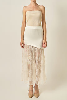 Asymmetrical Lace Maxi Skirt